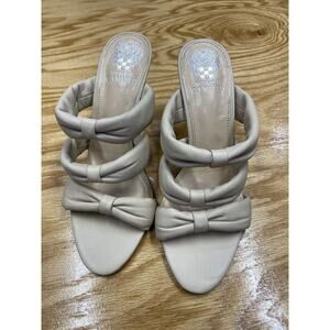 Vince Camuto Thendie Stiletto Pump Heels Women's 8.5 Beige Leather Slip-On S57